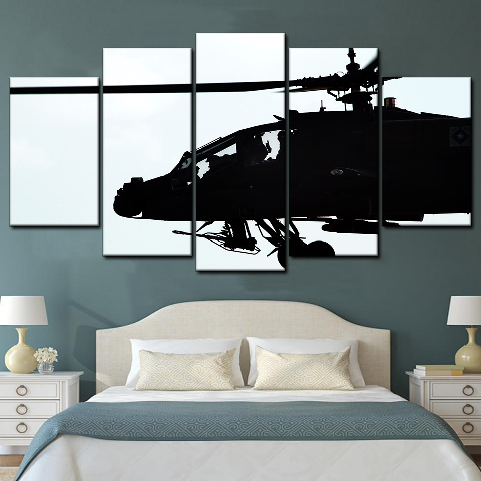 Ah64 Apache Helicopter  5 Piece Canvas Art Wall Decor - Canvas Prints Artwork