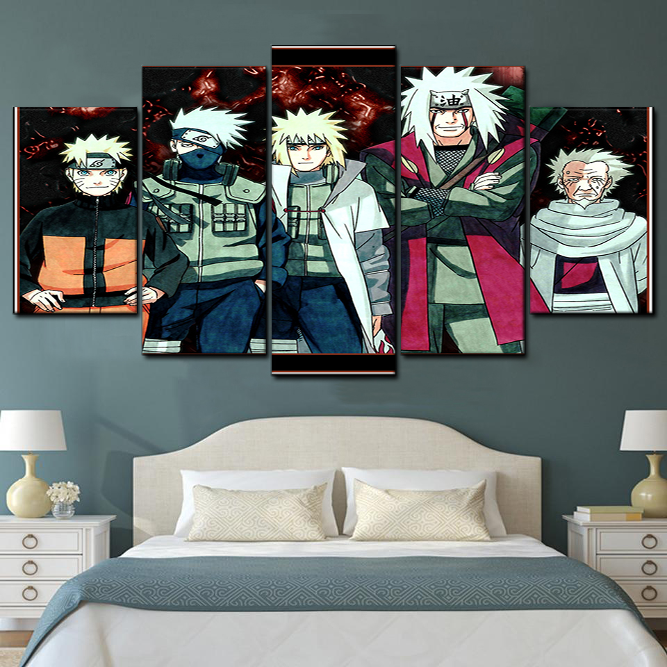 Framed Naruto Anime 5 Piece Canvas Print Wall Art Decor