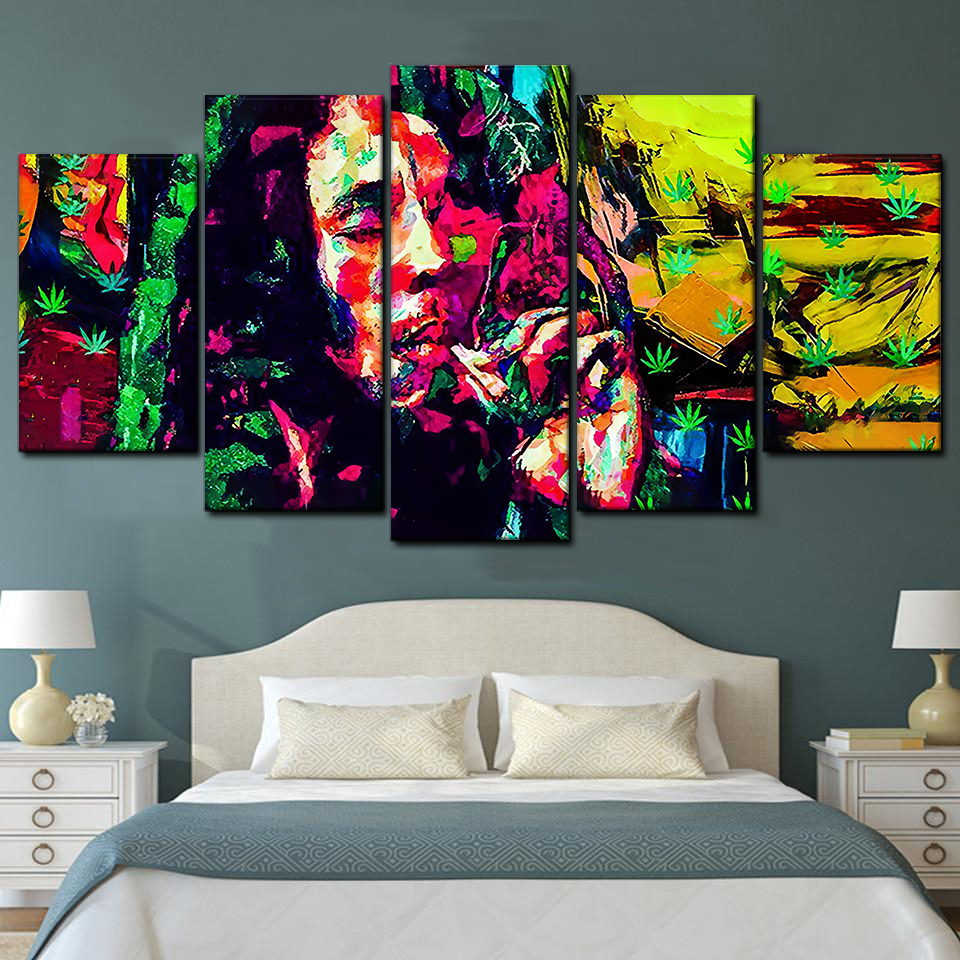 Bob Marley 5 Piece Canvas Art Wall Decor - Canvas Prints Artwork