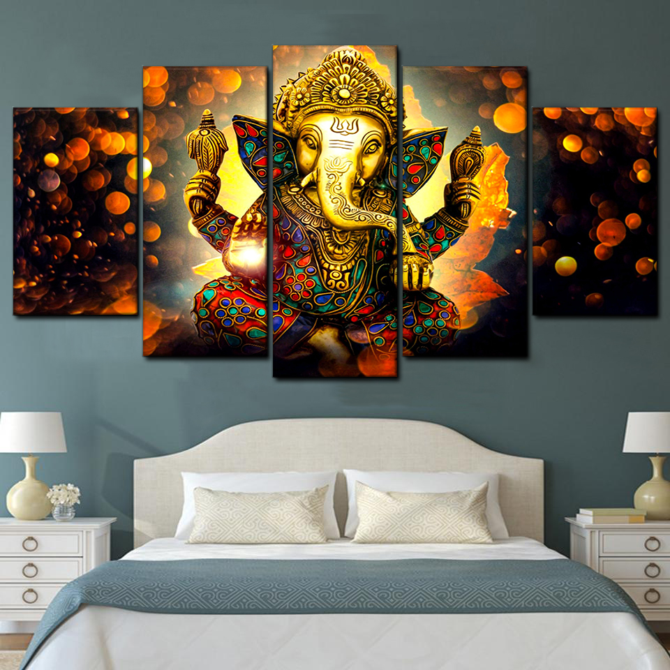 Ganesh Chaturthi 5 Piece Canvas Art Wall Decor - Canvas Prints Artwork
