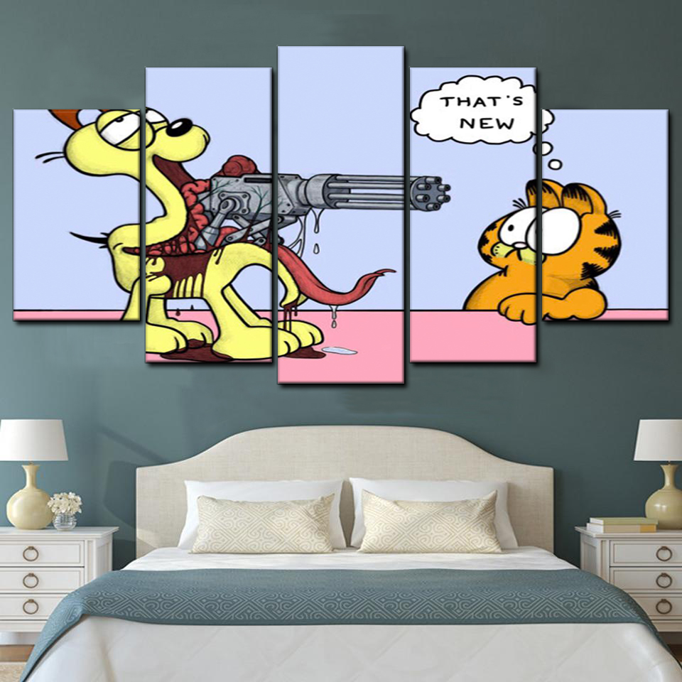 Garfield 23 5 Piece Canvas Art Wall Decor - Canvas Prints Artwork