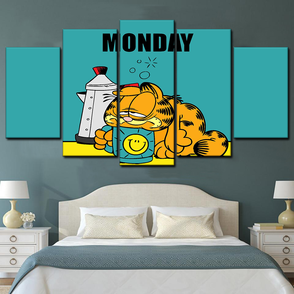 Garfield Monday 5 Piece Canvas Art Wall Decor - Canvas Prints Artwork