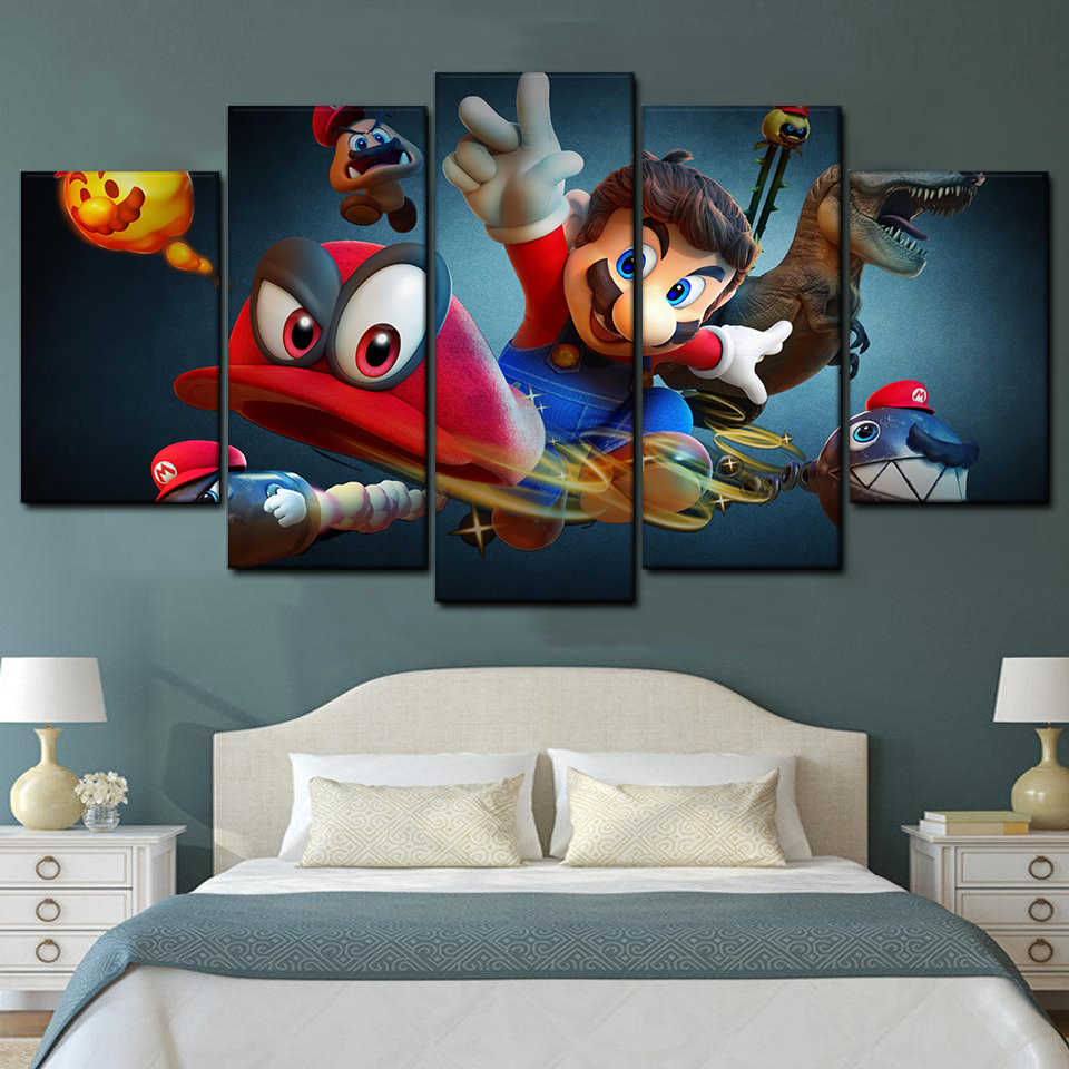 Mario 5 Piece Canvas Art Wall Decor - Canvas Prints Artwork