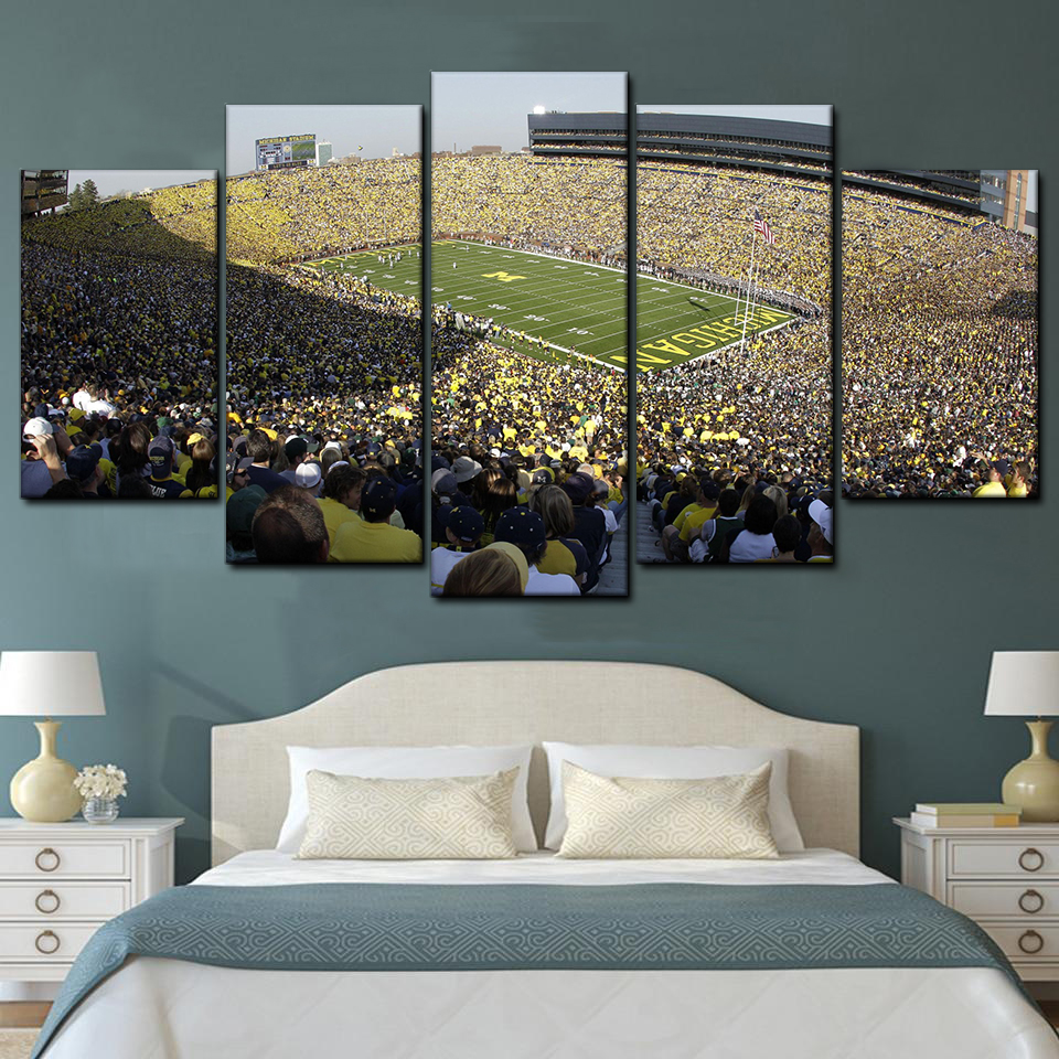 Michigan Wolverines The Big House Stadium Sport 2 5 Piece Canvas Art Wall Decor - Canvas Prints Artwork