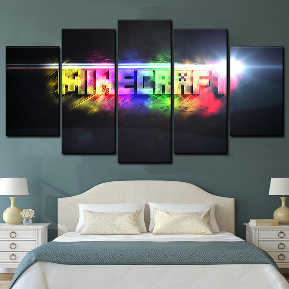 Minecraft Colorful Poster 5 Piece Canvas Art Wall Decor - Canvas Prints Artwork