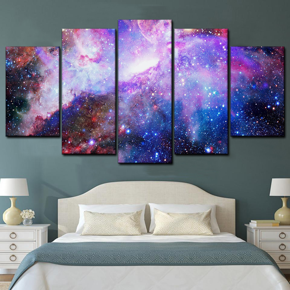 Nebula Galaxy   Space 5 Piece Canvas Art Wall Decor - Canvas Prints Artwork
