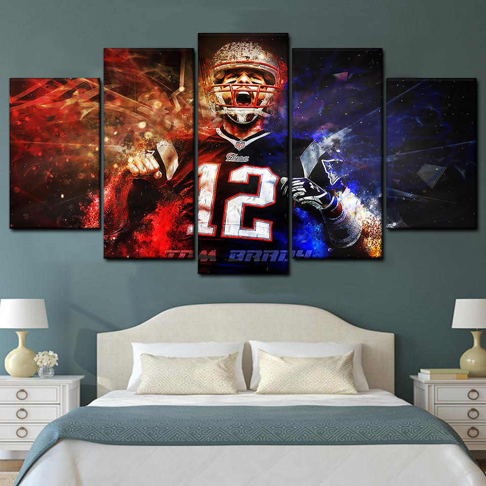 New England Patriots Tom Brady 5 Piece Canvas Art Wall Decor - Canvas Prints Artwork