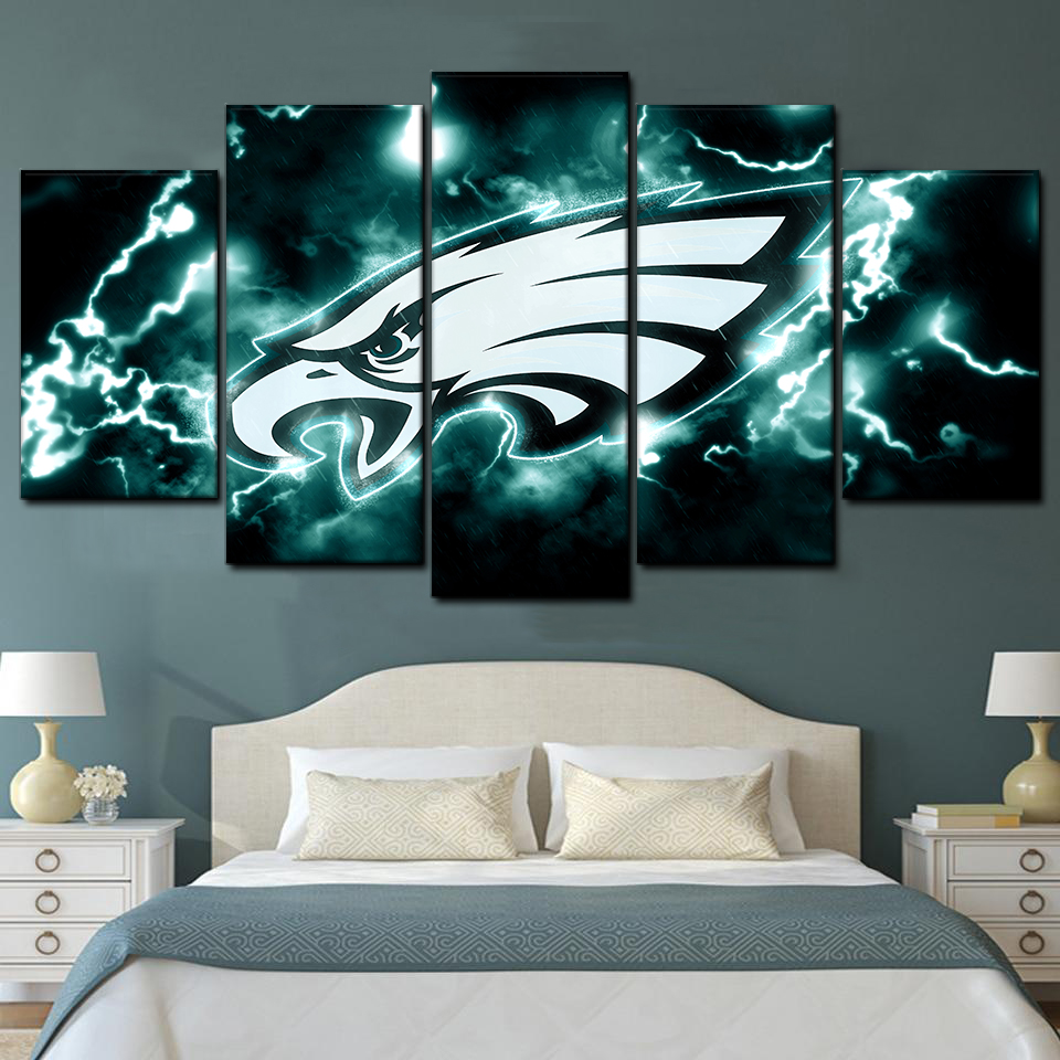 Philadelphia Eagles Thunder Sports 5 Piece Canvas Art Wall Decor - Canvas Prints Artwork
