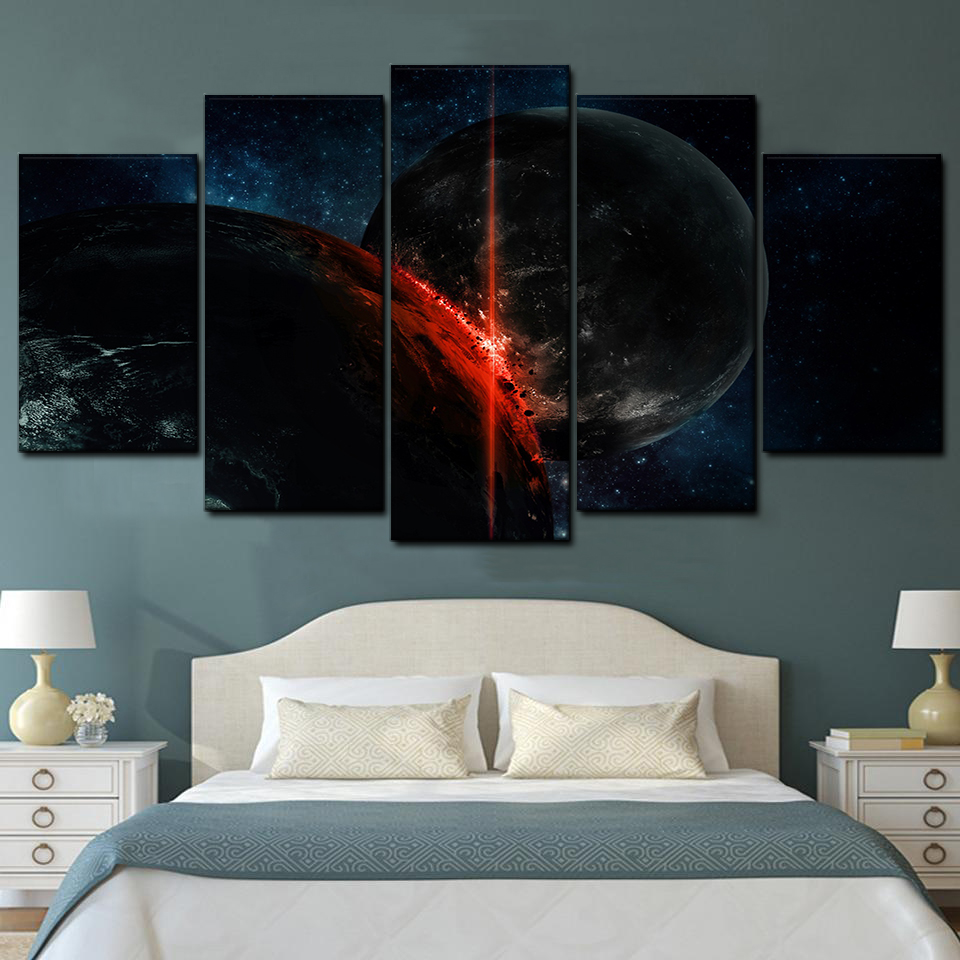 Planetary Collision 5 Piece Canvas Art Wall Decor - Canvas Prints Artwork
