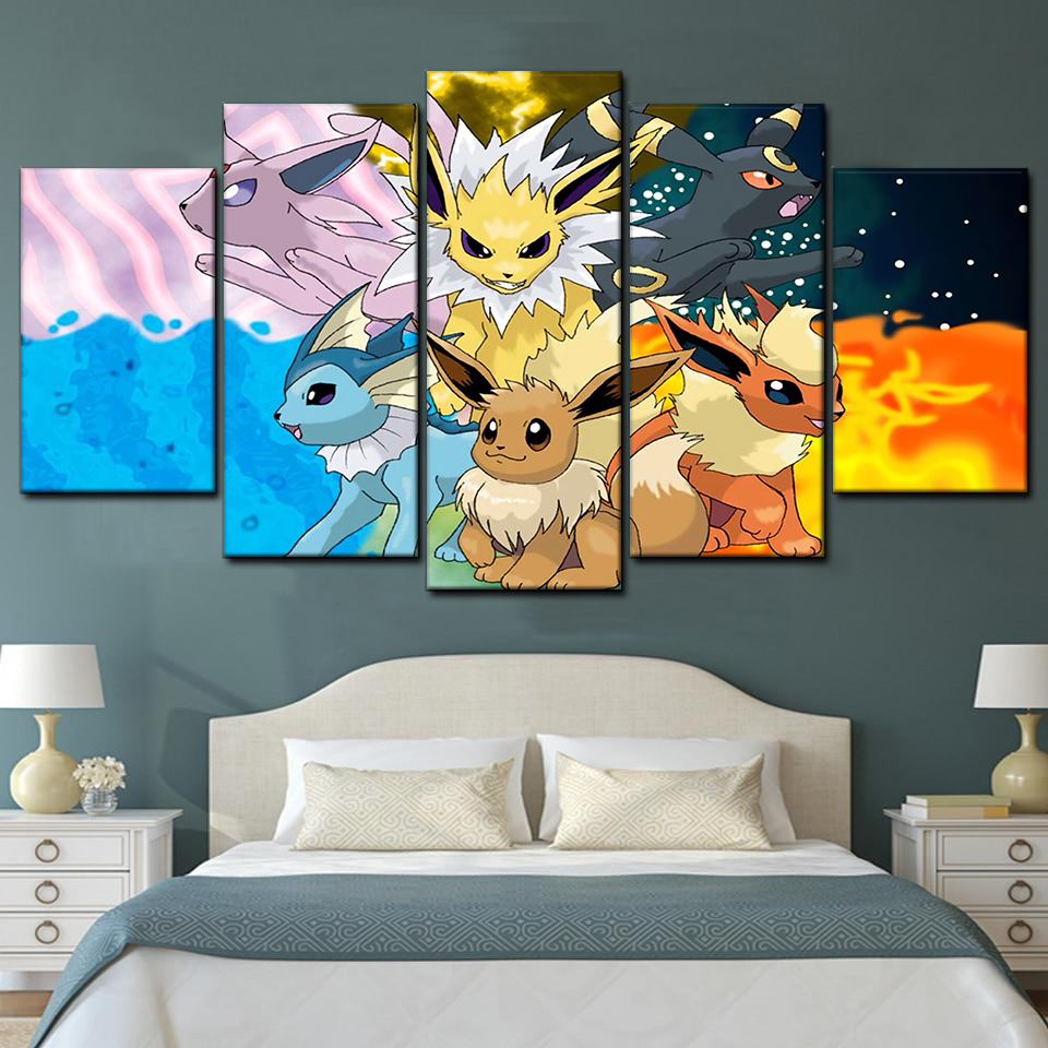 Pokemon Evolieevee Pokemon 5 Piece Canvas Art Wall Decor - Canvas Prints Artwork