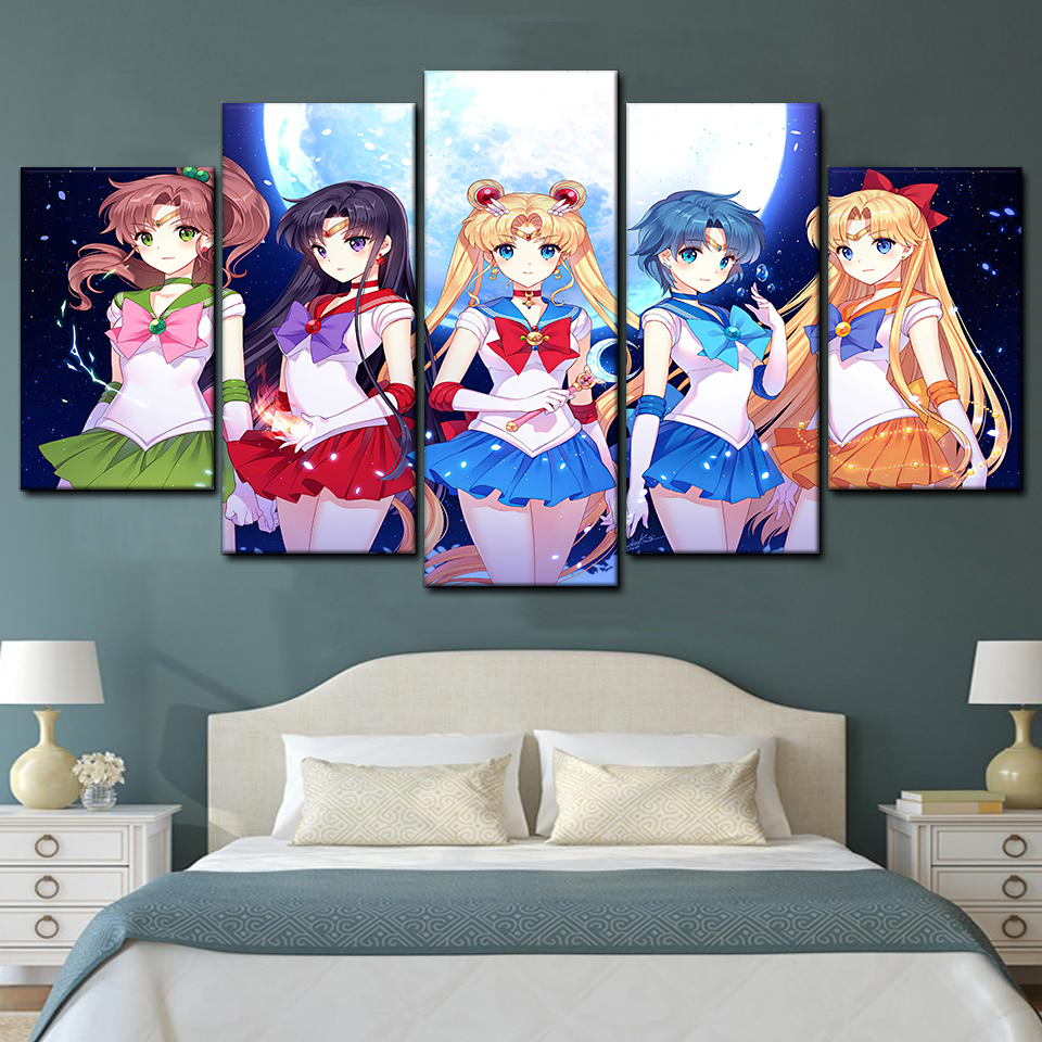 Sailor Moon 5 Piece Canvas Art Wall Decor - Canvas Prints Artwork