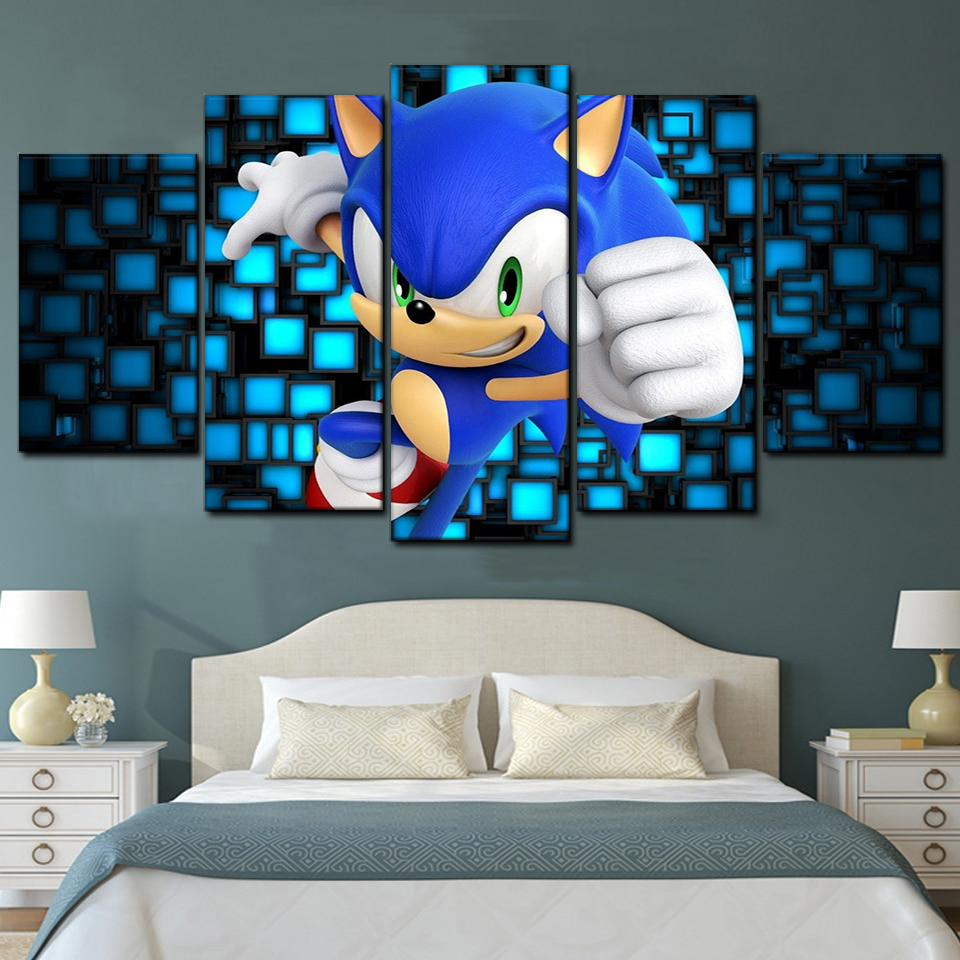 Sonic 5 Piece Canvas Art Wall Decor - Canvas Prints Artwork