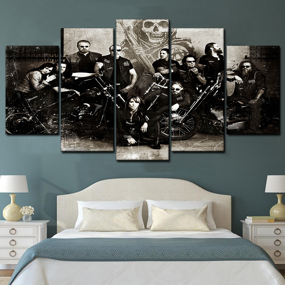 Sons Of Anarchy Cool 5 Piece Canvas Art Wall Decor - Canvas Prints Artwork