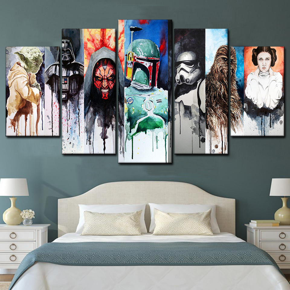 Star Wars Characters Montage 5 Piece Canvas Art Wall Decor - Canvas Prints Artwork