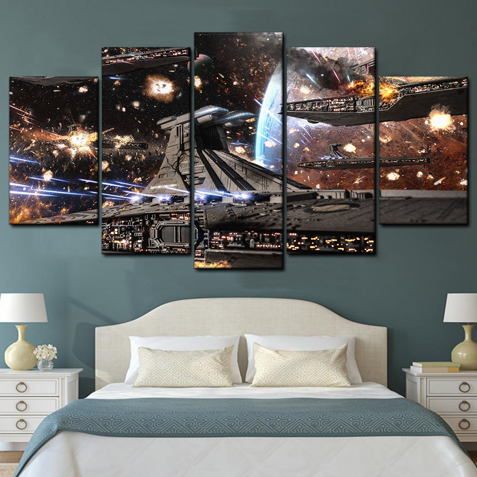 Star Wars Movie Spaceship Tableau 5 Piece Canvas Art Wall Decor - Canvas Prints Artwork