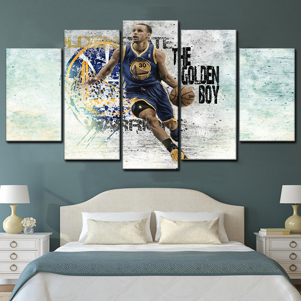 Stephen Curry Basketball 5 Piece Canvas Art Wall Decor - Canvas Prints Artwork