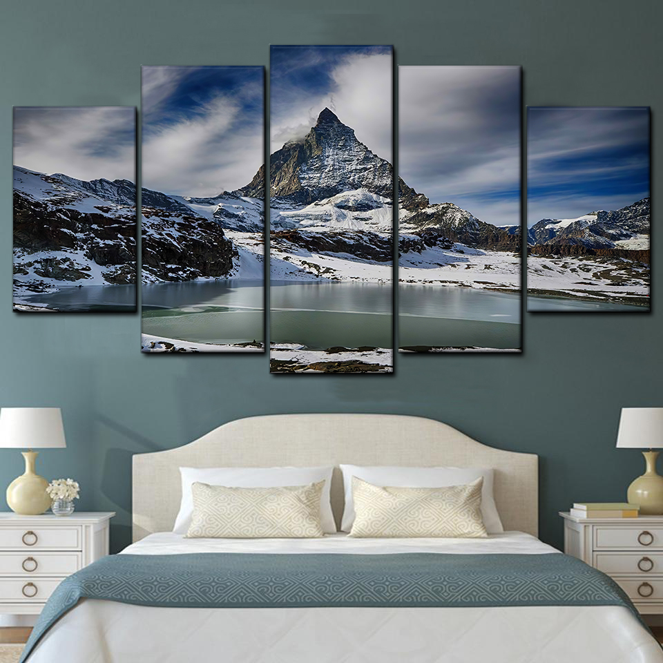 The Matterhorn Swiss Alps 5 Piece Canvas Art Wall Decor - Canvas Prints Artwork