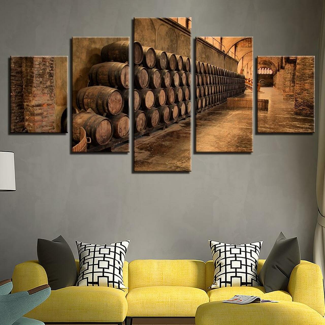 Barrels Of Wine 5 Piece Canvas Art Wall Decor