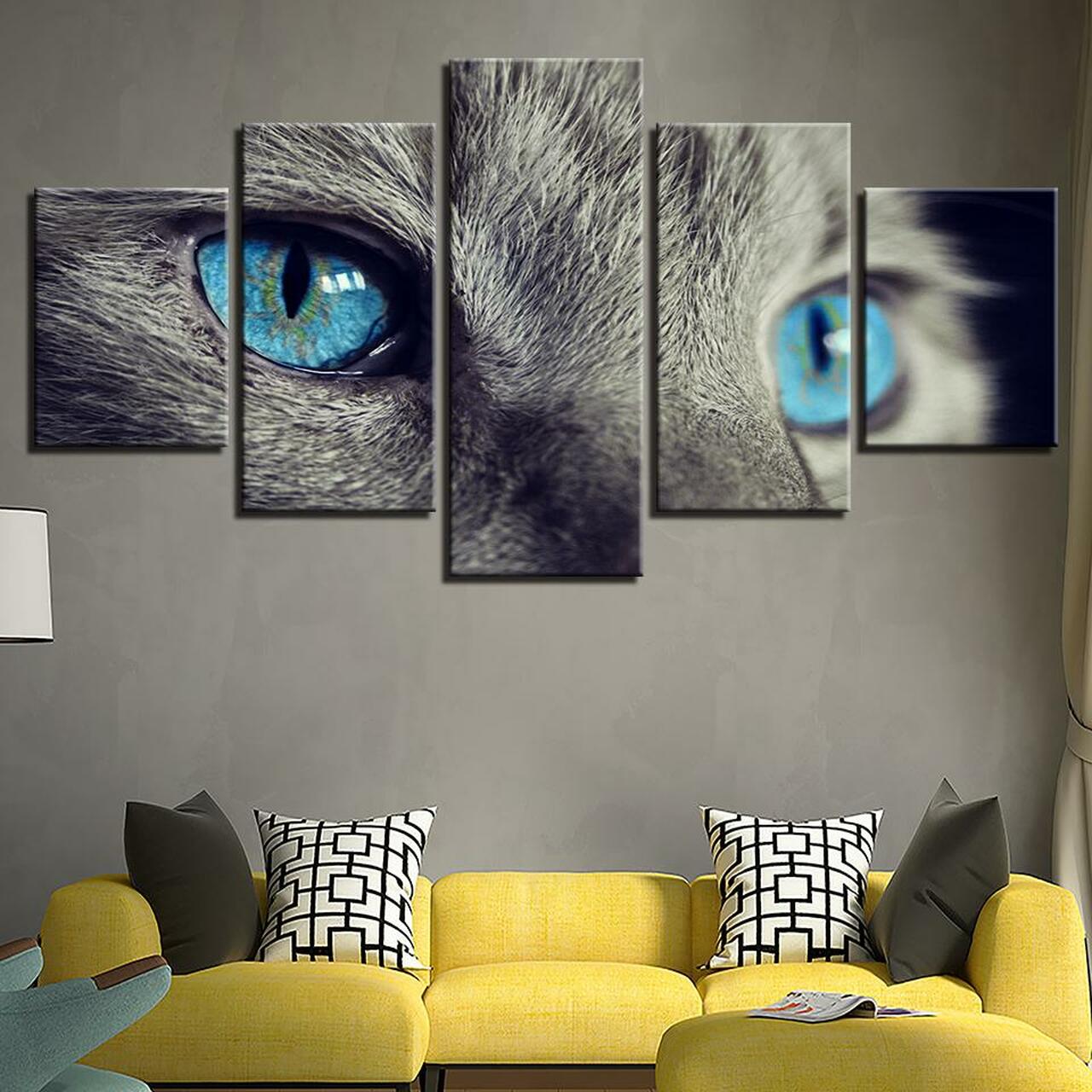 Blue Eyed Cat 5 Piece Canvas Art Wall Decor