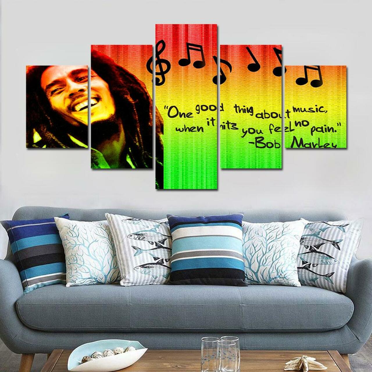 Bob Marley Music 5 Piece Canvas Art Wall Decor