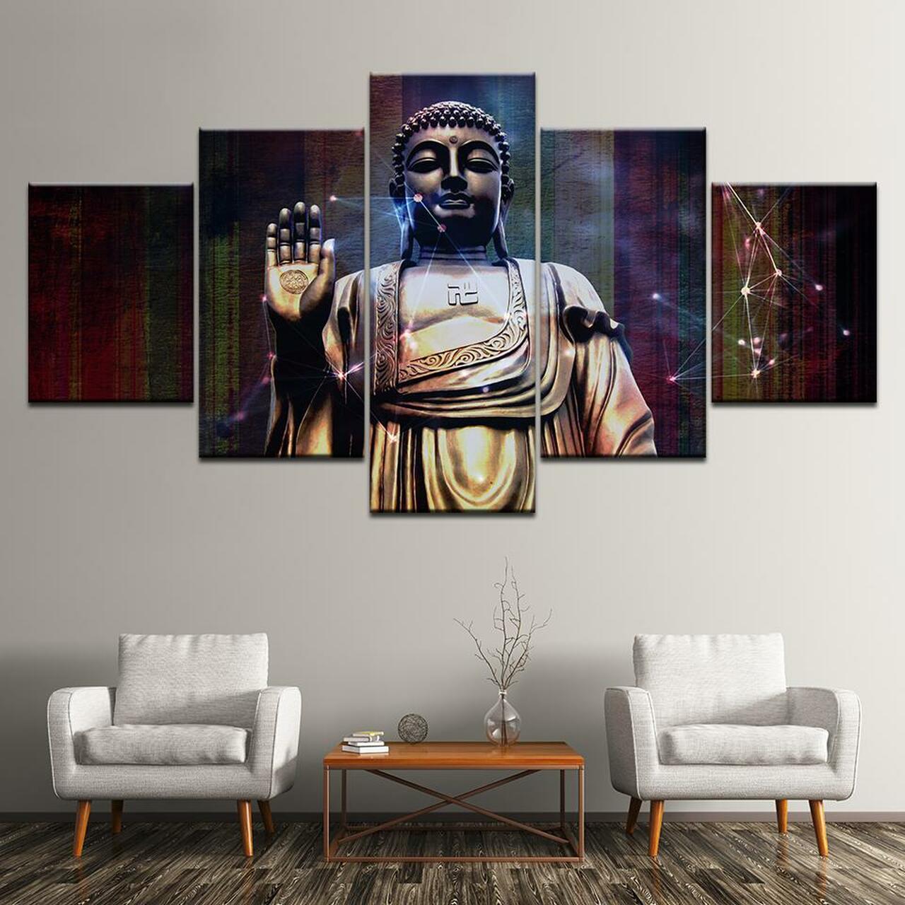 BUDDHA BLESSES 5 Piece Canvas Art Wall Decor