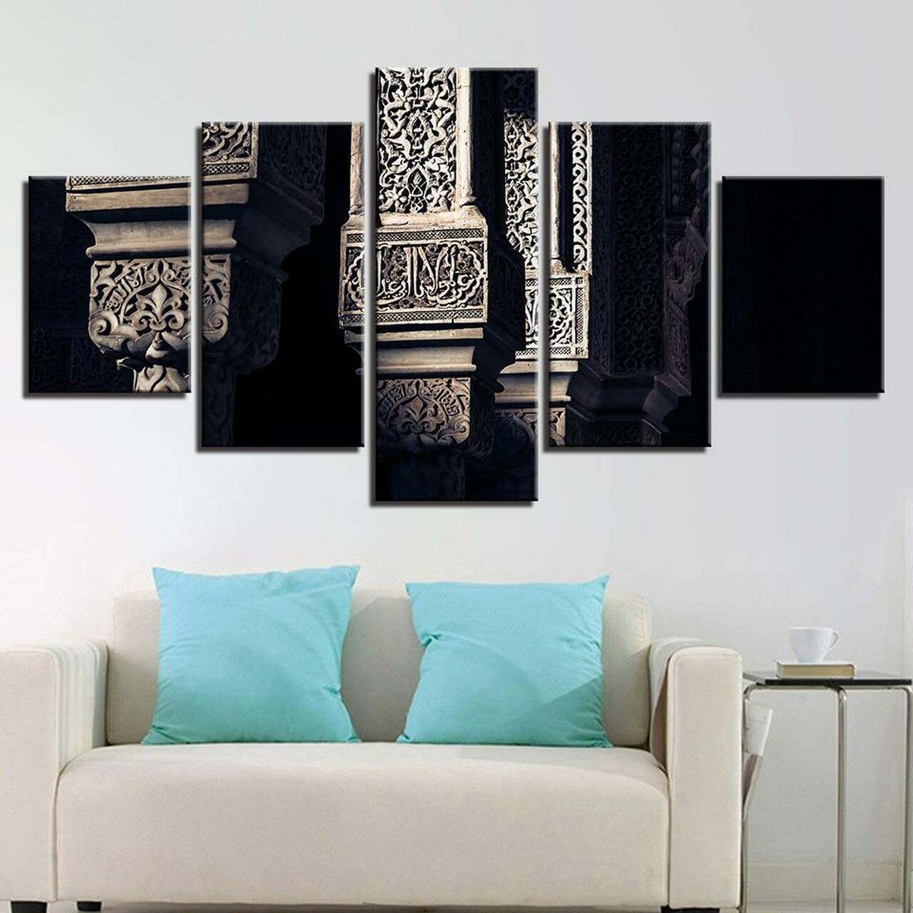 CARVINGS IN MOSQUE 5 Piece Canvas Art Wall Decor