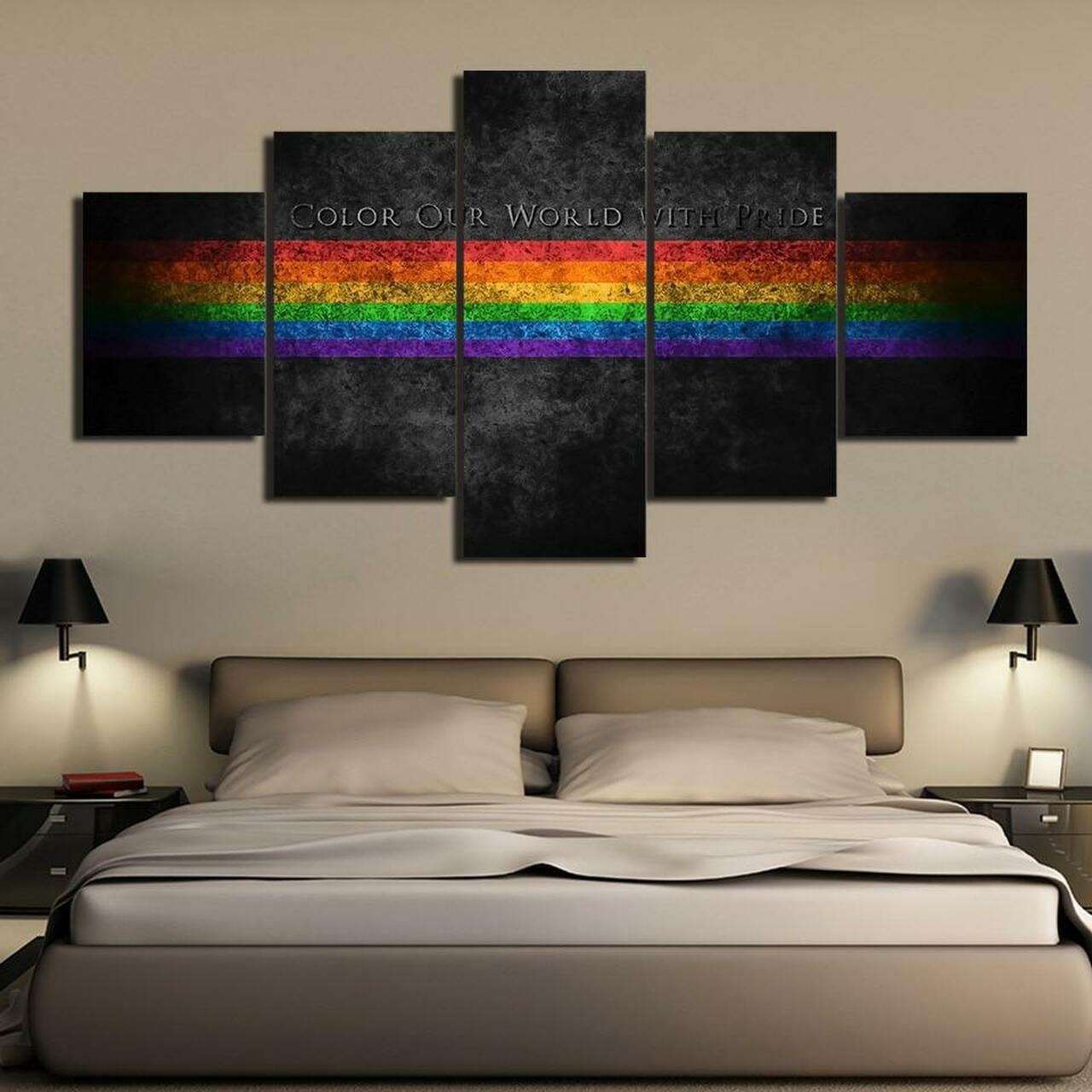 Color Our World With Pride 5 Piece Canvas Art Wall Decor