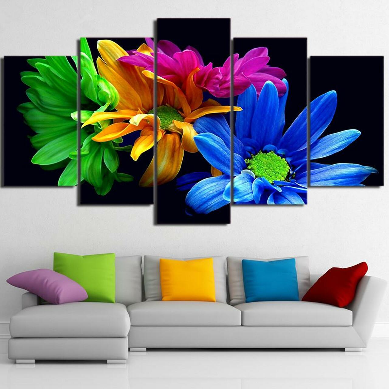 Colorful Daisies 5 Piece Canvas Art Wall Decor