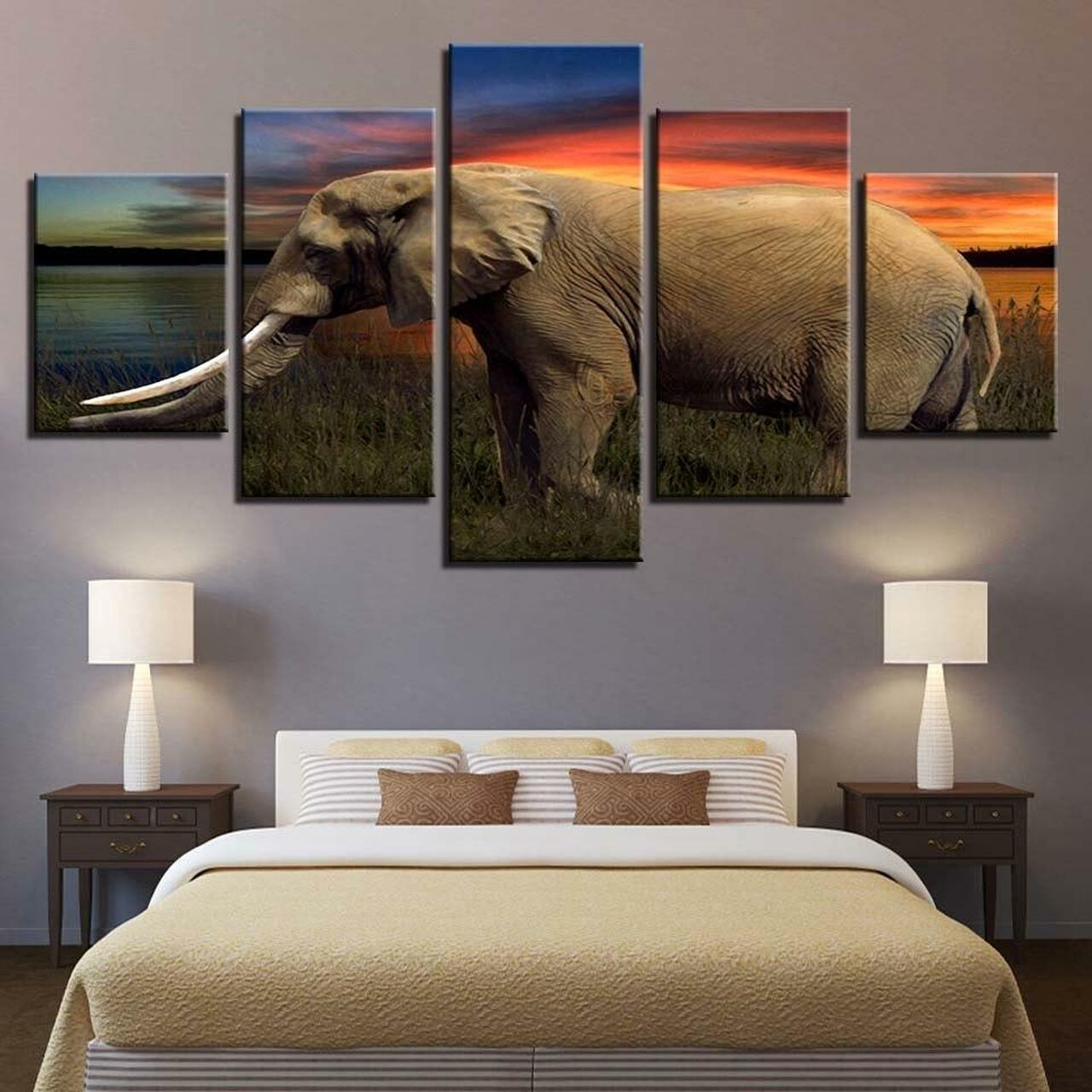 Elephant Canvas 5 Piece Canvas Art Wall Decor