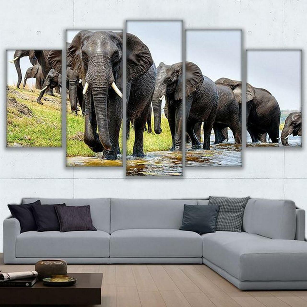 Elephant Parade 5 Piece Canvas Art Wall Decor
