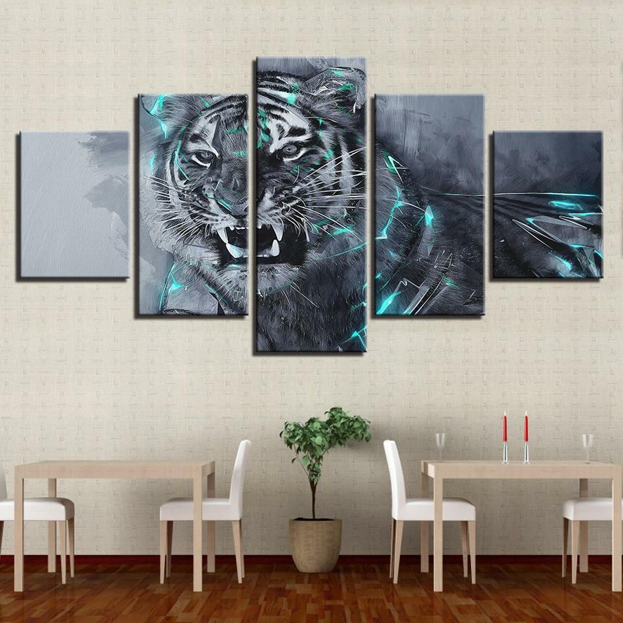 Fierce Tiger 5 Piece Canvas Art Wall Decor