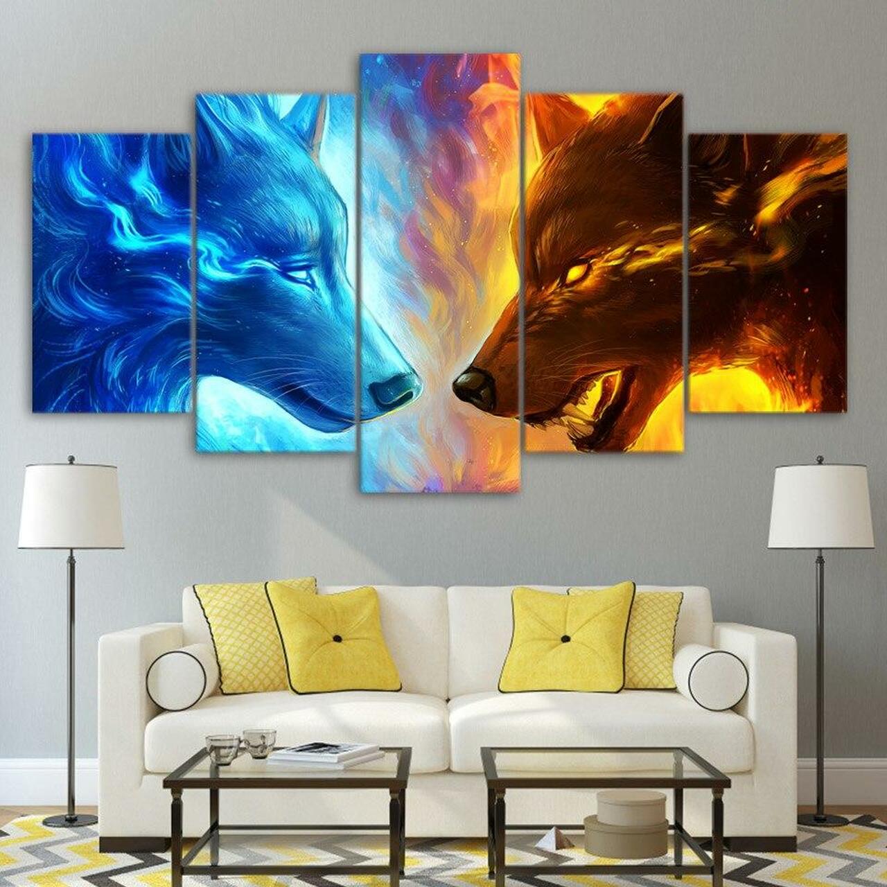 Fire and Ice 5 Panel 5 Piece Canvas Art Wall Decor