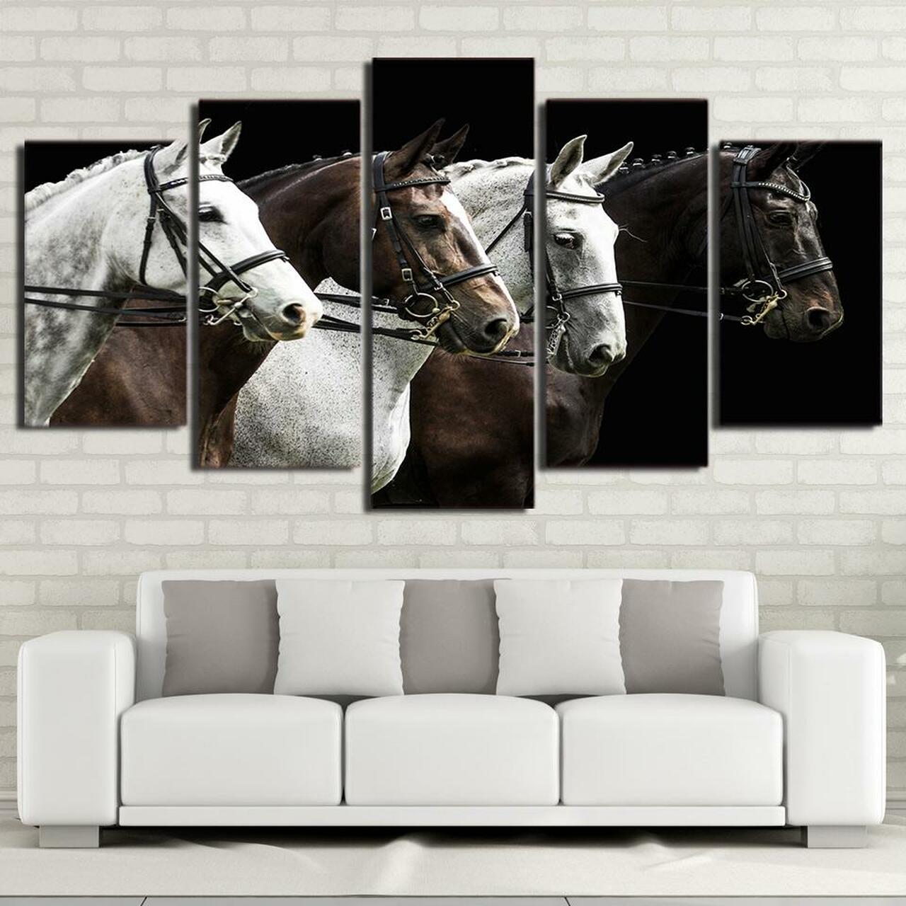 FOUR HORSES 5 Piece Canvas Art Wall Decor