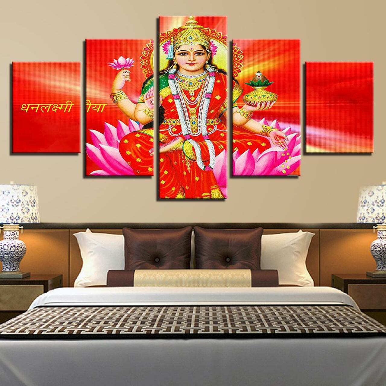 Goddess Lakshmi 5 Piece Canvas Art Wall Decor