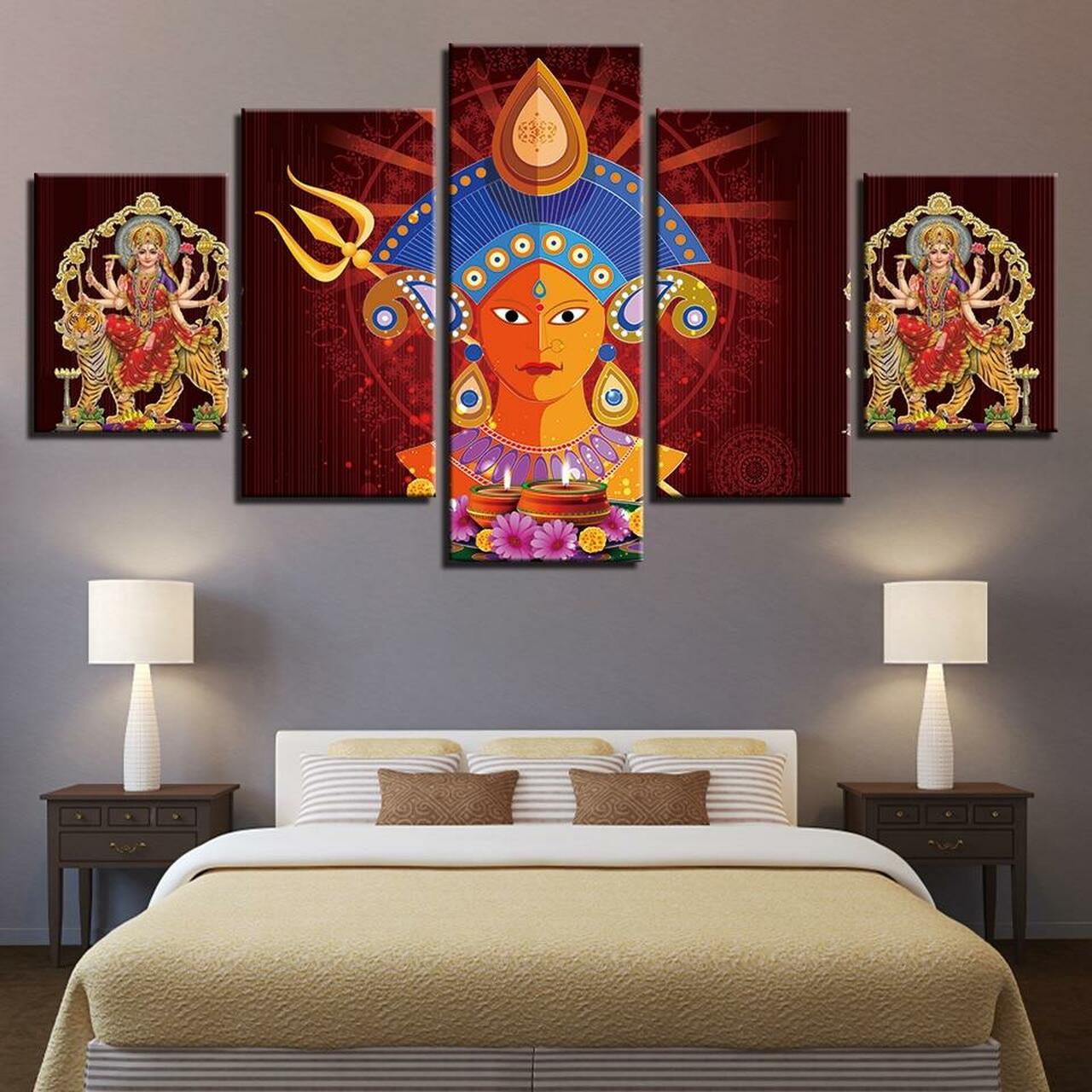 Goddess Vaishno Devi 5 Piece Canvas Art Wall Decor