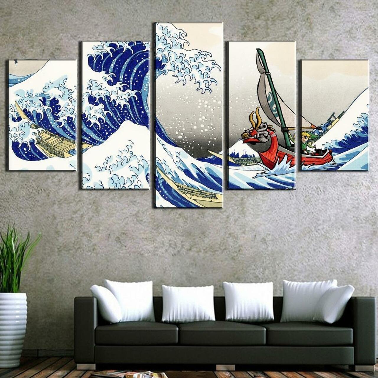 High Waves 5 Piece Canvas Art Wall Decor