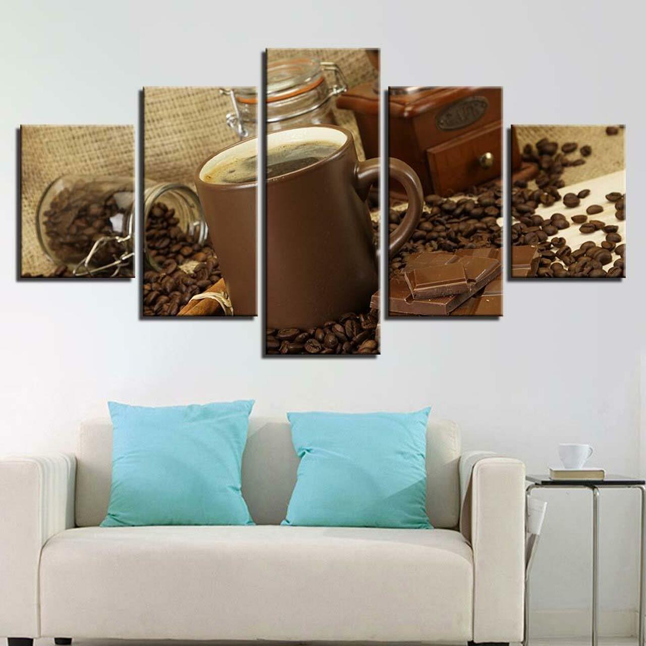 Hot Coffee 5 Piece Canvas Art Wall Decor