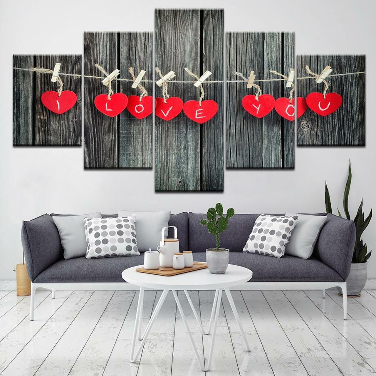 I LOVE YOU ON STRINGS 5 Piece Canvas Art Wall Decor