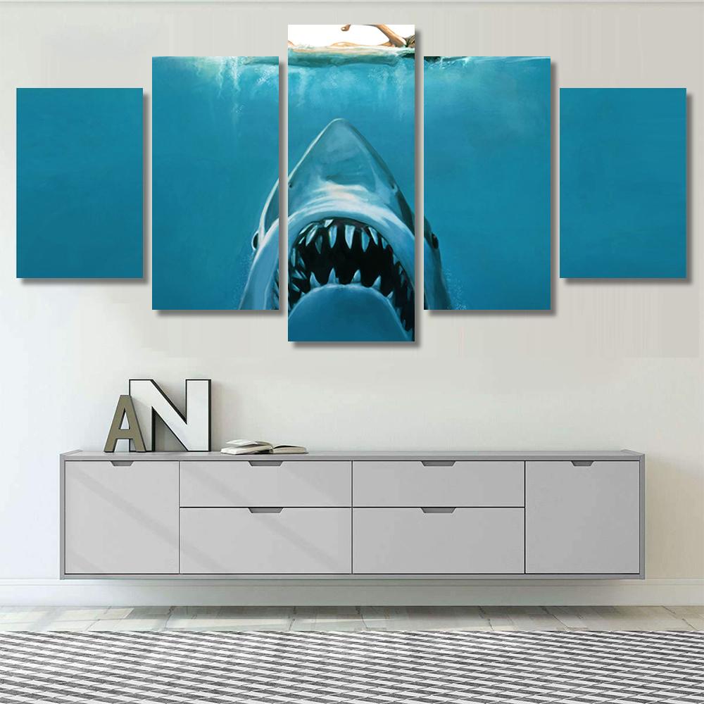 Jaws Shark - Movie 5 Piece Canvas Art Wall Decor