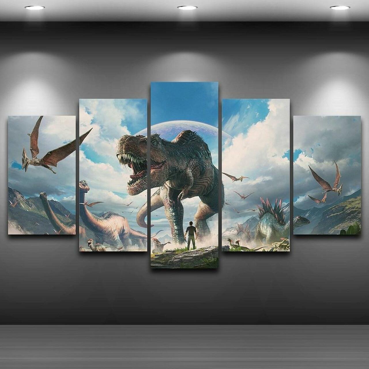 Jurassic Park Dinosaurs 5 Piece Canvas Art Wall Decor