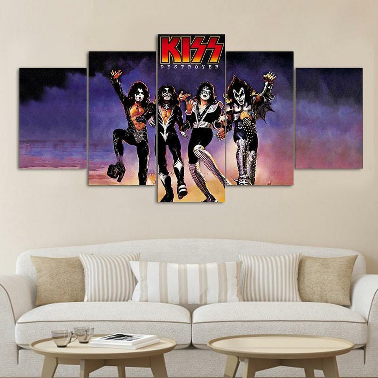 Kiss Rock Band 5 Piece Canvas Art Wall Decor