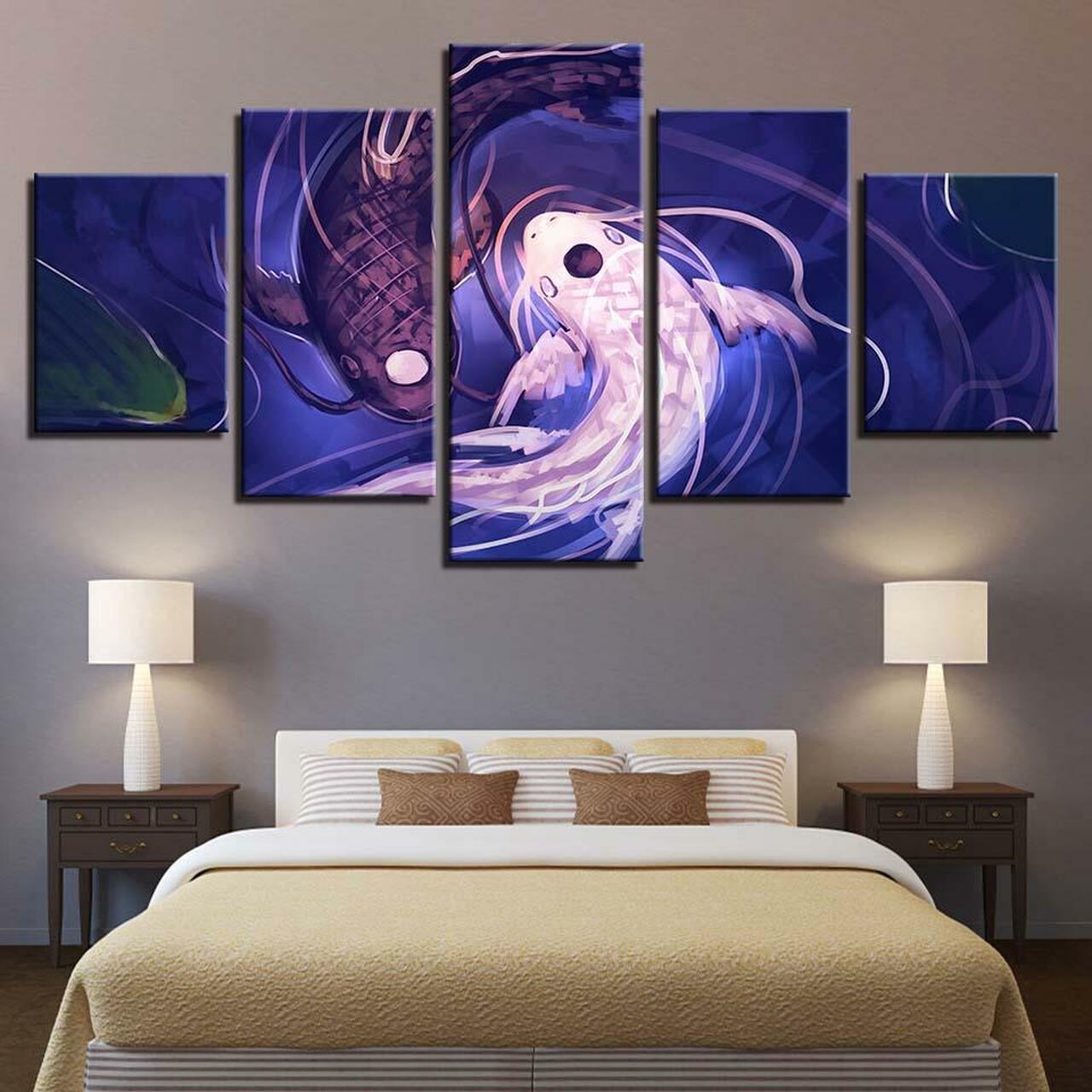 Koi Fish Yin Yang 5 Piece Canvas Art Wall Decor