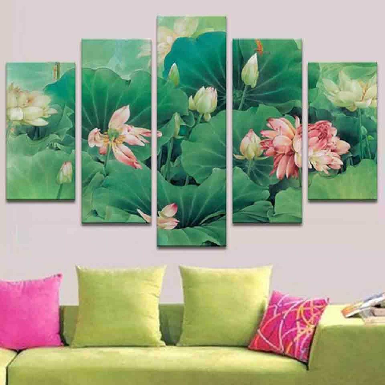 Lotus in Bloom 5 Piece Canvas Art Wall Decor