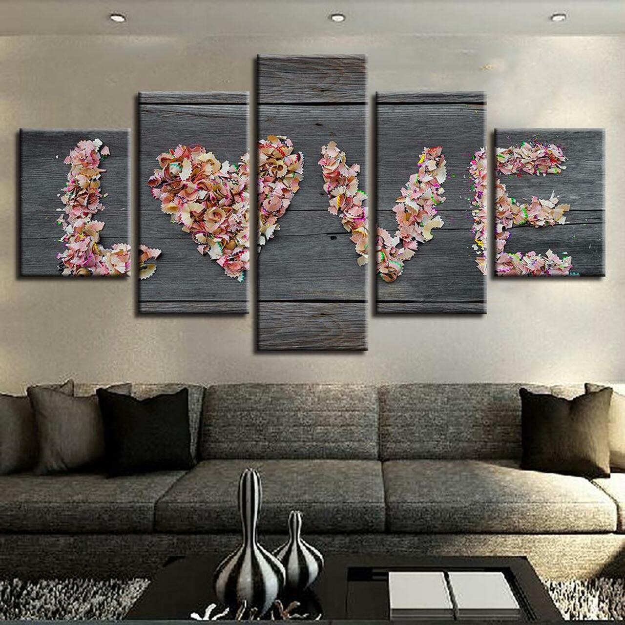 Love with Rose Petals 5 Piece Canvas Art Wall Decor