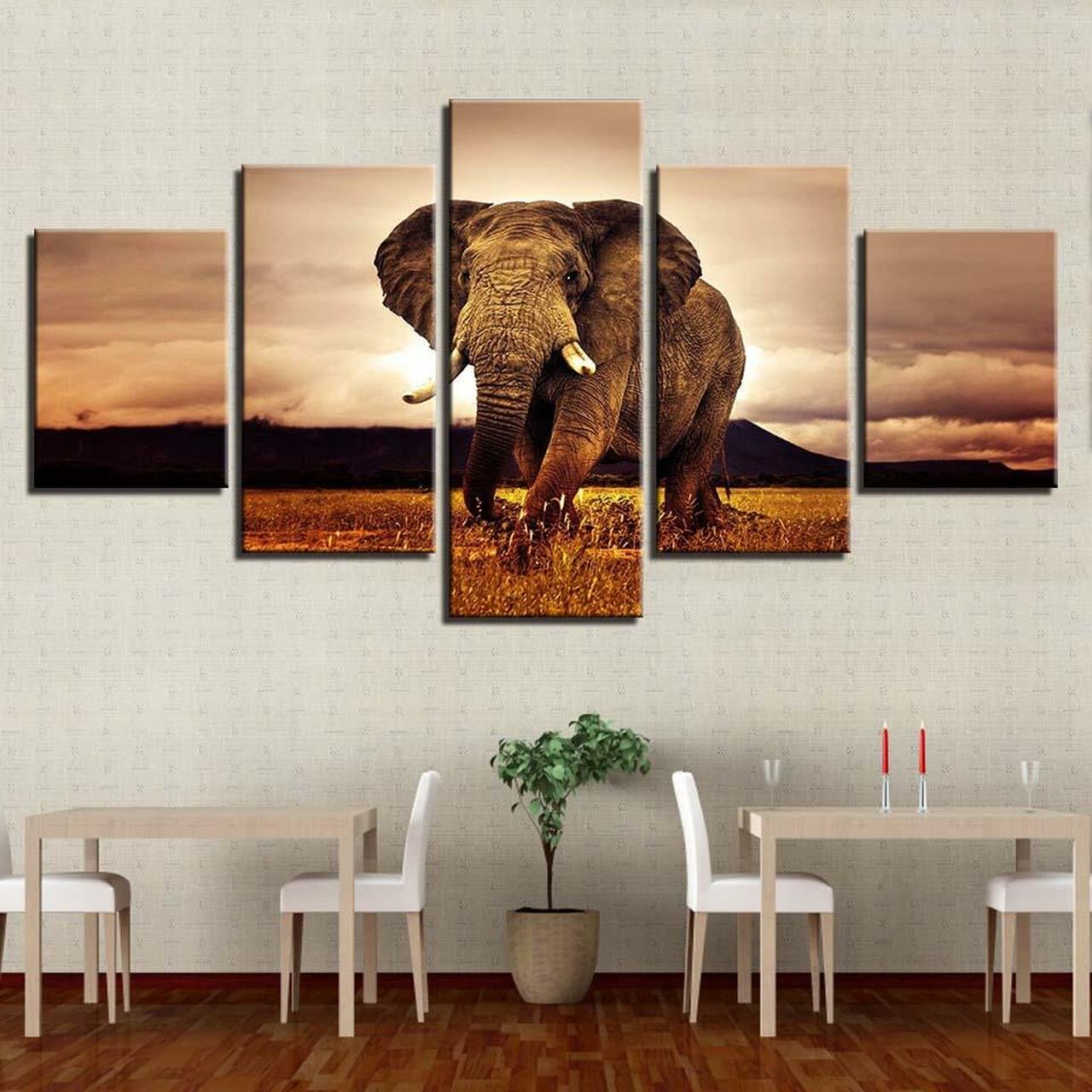 Majestic Elephant 5 Piece Canvas Art Wall Decor