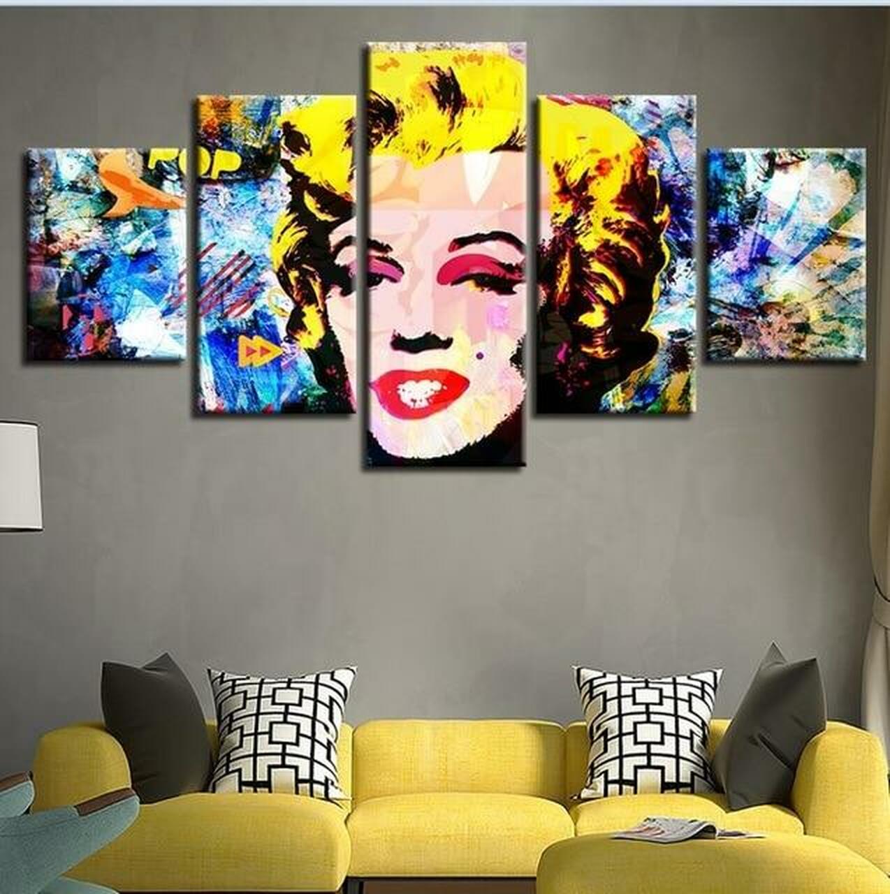 Marilyn Loved Colors 5 Piece Canvas Art Wall Decor