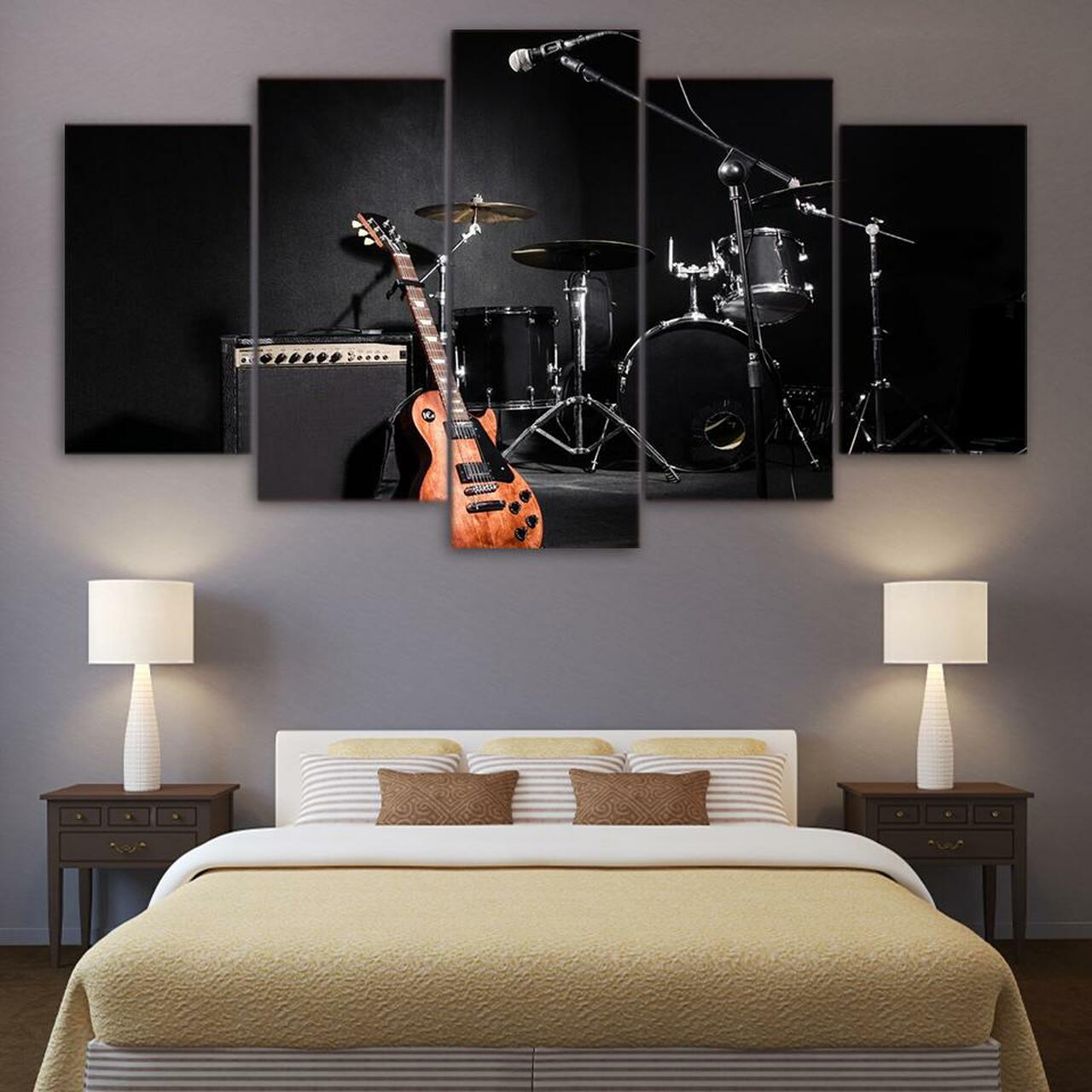 MUSIC ROCKS 5 Piece Canvas Art Wall Decor