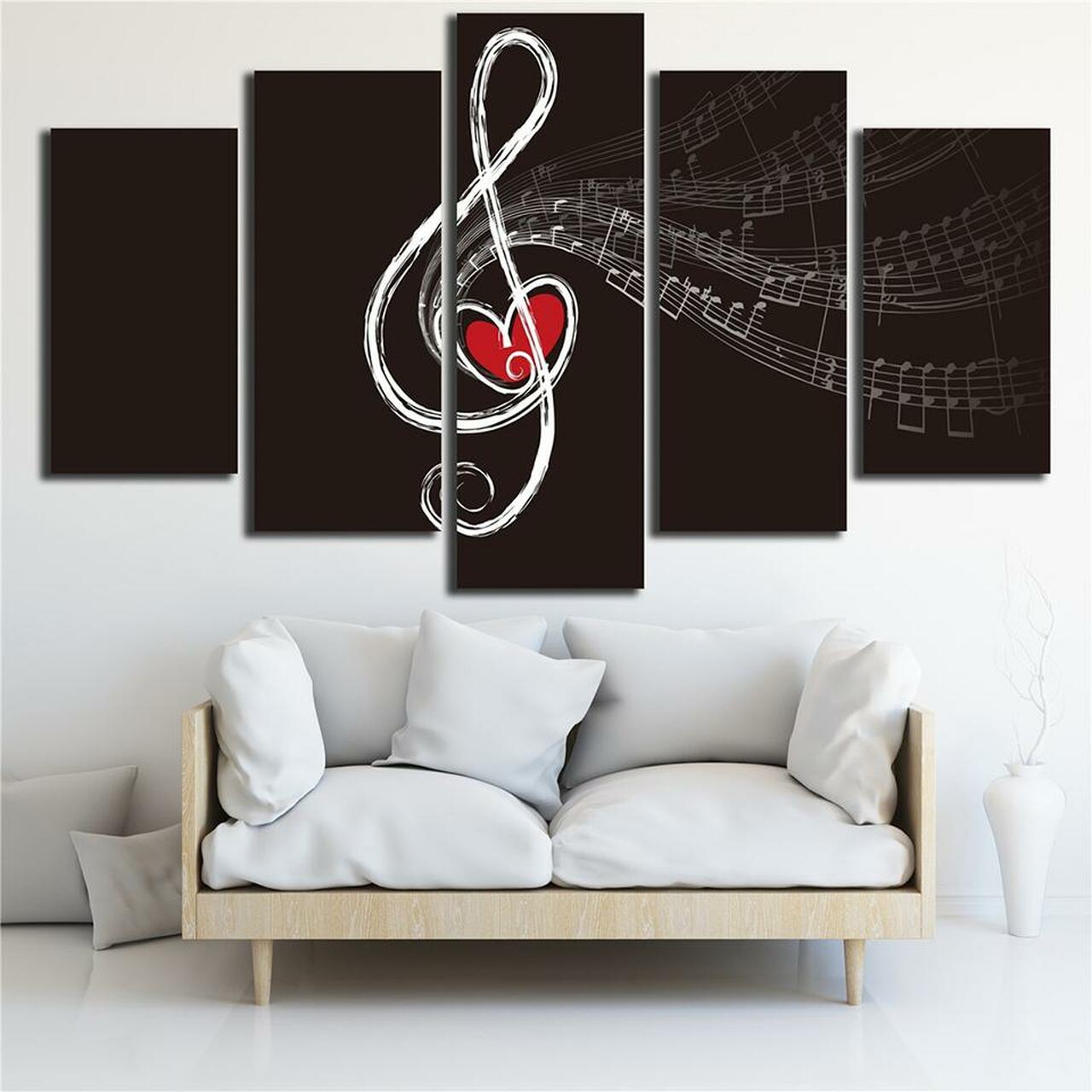 Musical Note 5 Piece Canvas Art Wall Decor