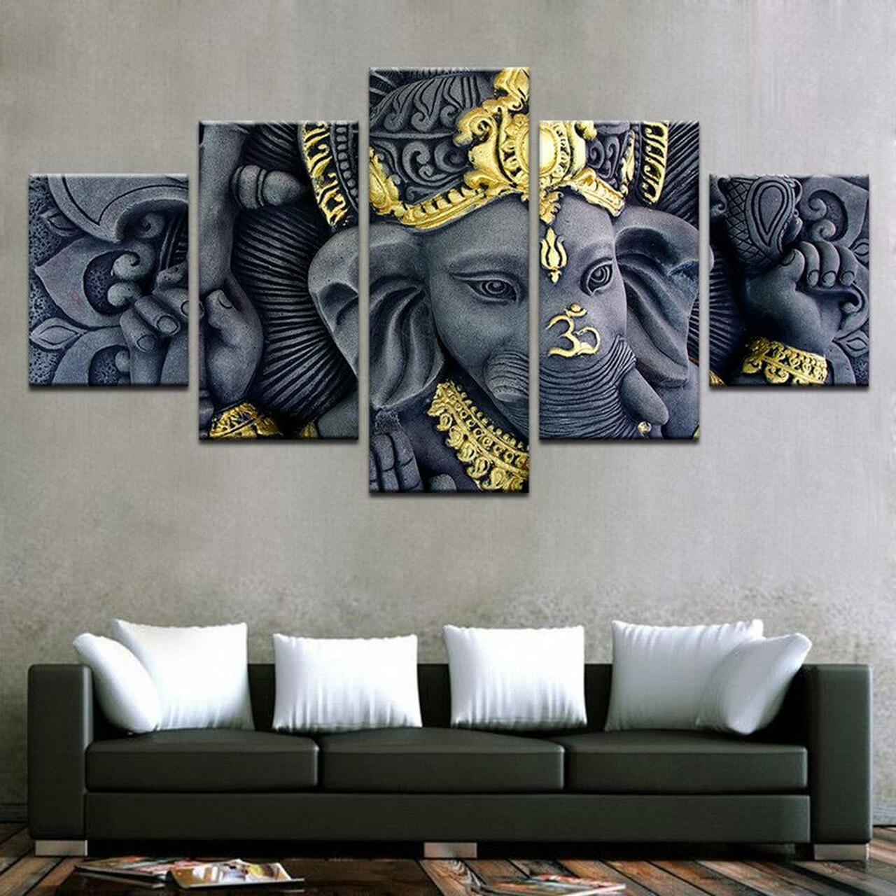 OM Ganesha 5 Piece Canvas Art Wall Decor