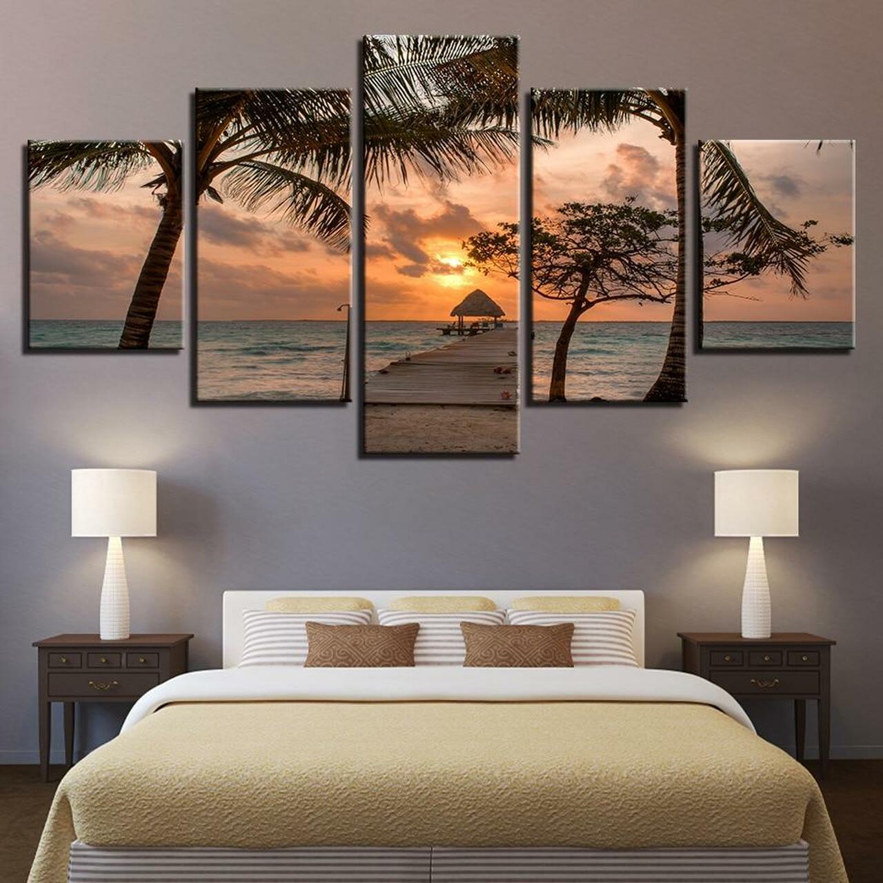 Palm Trees 5 Piece Canvas Art Wall Decor